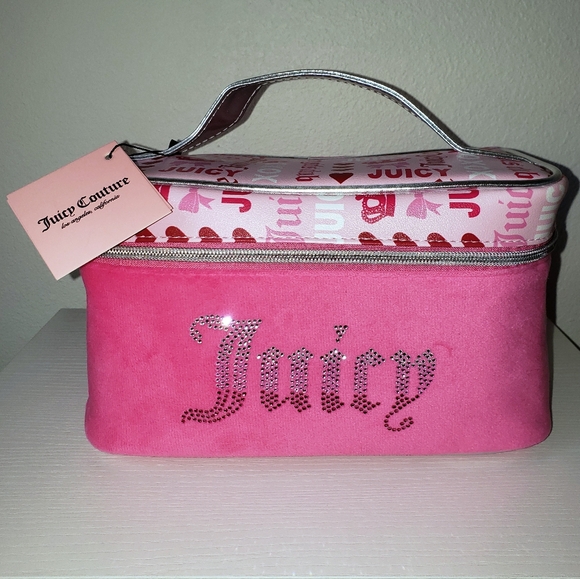 Juicy Couture Pink Heart Bows Makeup Cometics Bag Travel Bag - Picture 7 of 10